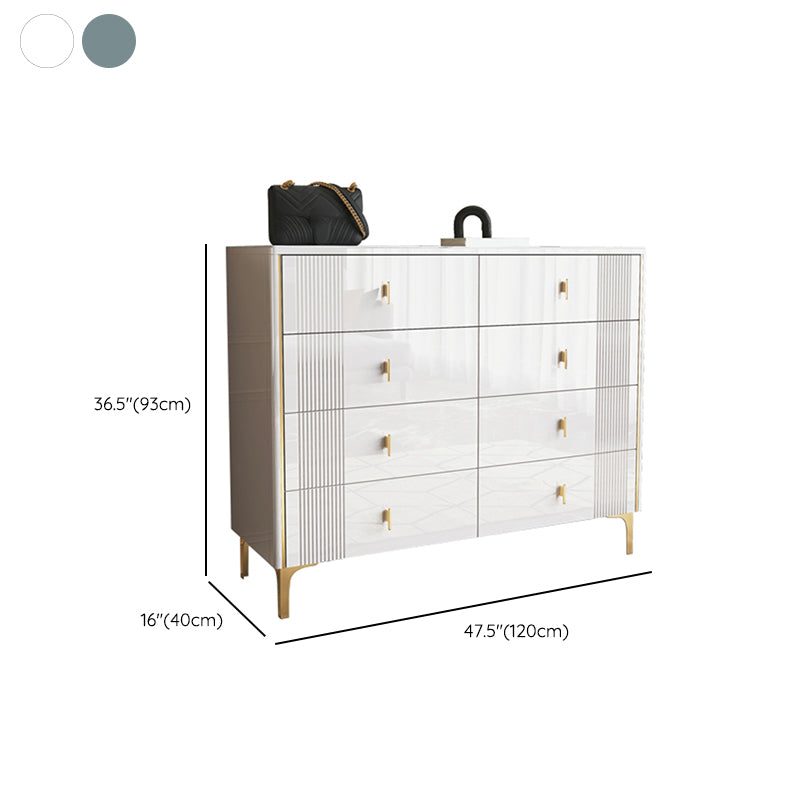 16" W Horizontal Double Dresser Bedroom Slate Top Storage Chest with Drawers