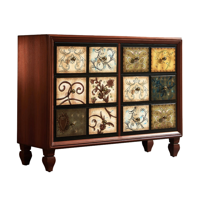 Traditional Bedroom Wooden Storage Chest Horizontal Chest with Drawers