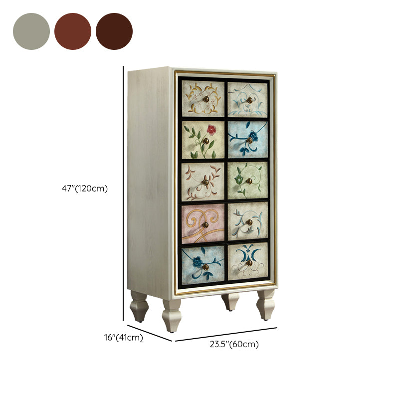 Traditional Bedroom Wooden Storage Chest Horizontal Chest with Drawers