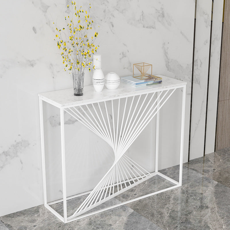 Contemporary Console Accent Table Antique Finish Console Sofa Table in Marble