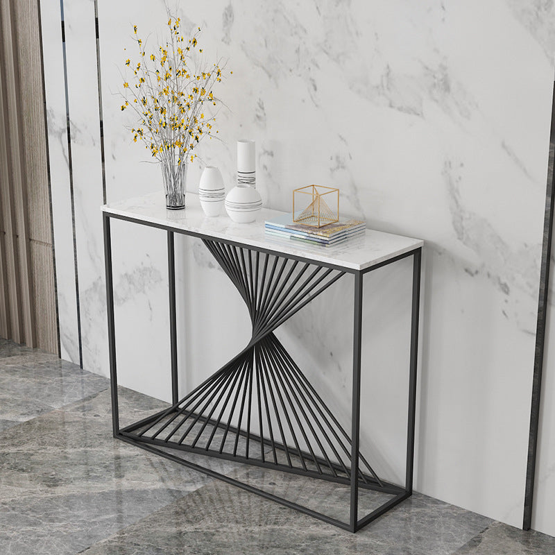 Contemporary Console Accent Table Antique Finish Console Sofa Table in Marble