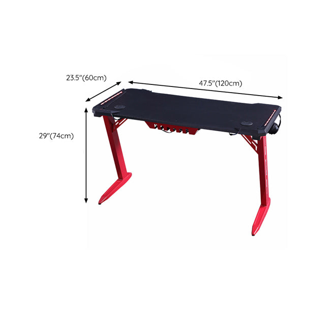 Rectangular Modern Gaming Desk Black T-Shape Computer Desk with Metal