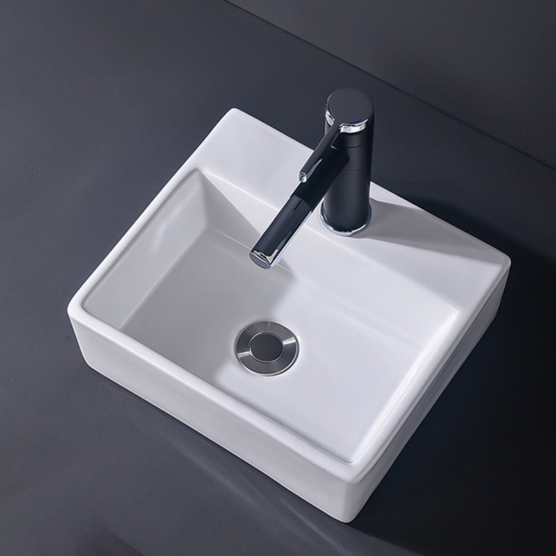 Modern Vessel Bathroom Sink Rectangular Porcelain Basin Sink (Not Include Faucet)