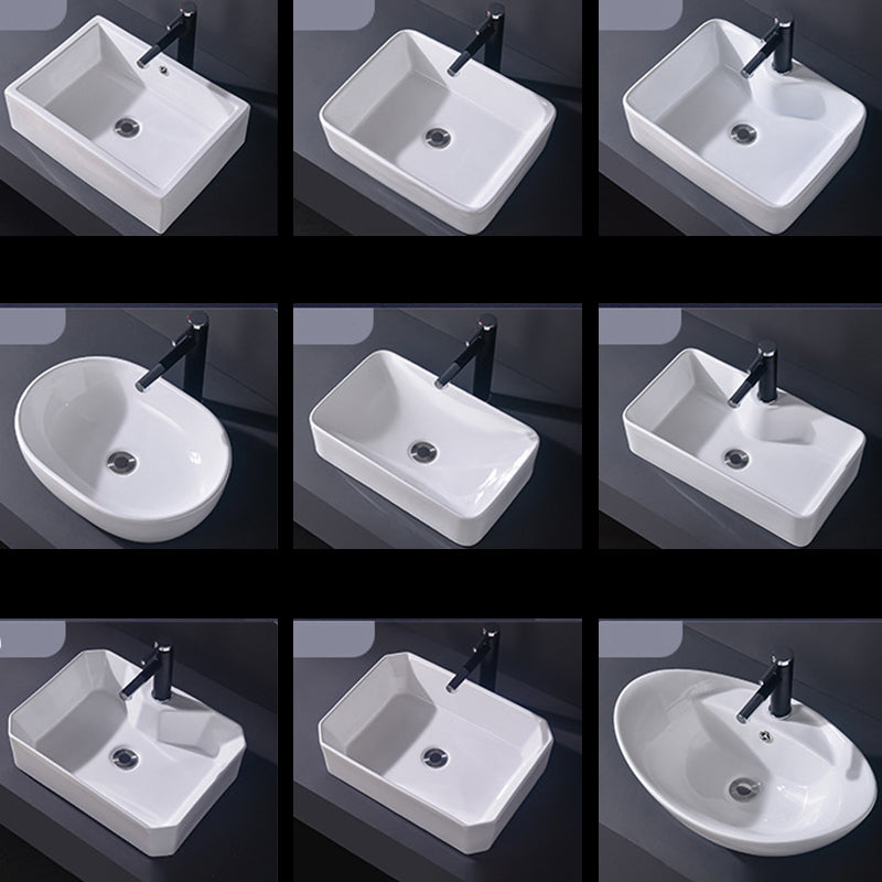 Modern Vessel Bathroom Sink Rectangular Porcelain Basin Sink (Not Include Faucet)