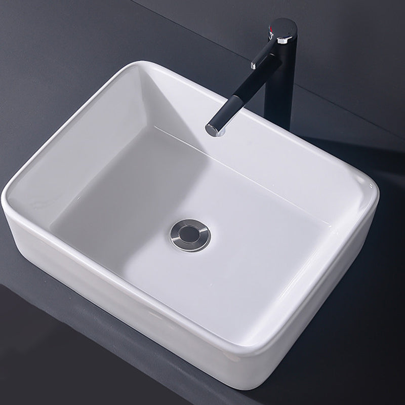 Modern Vessel Bathroom Sink Rectangular Porcelain Basin Sink (Not Include Faucet)