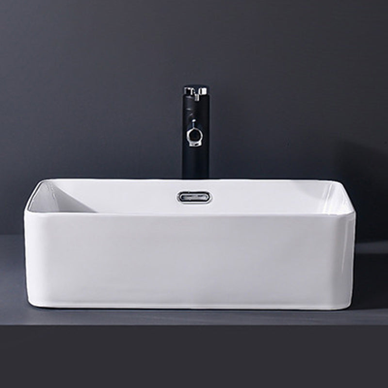 Modern Vessel Bathroom Sink Rectangular Porcelain Basin Sink (Not Include Faucet)