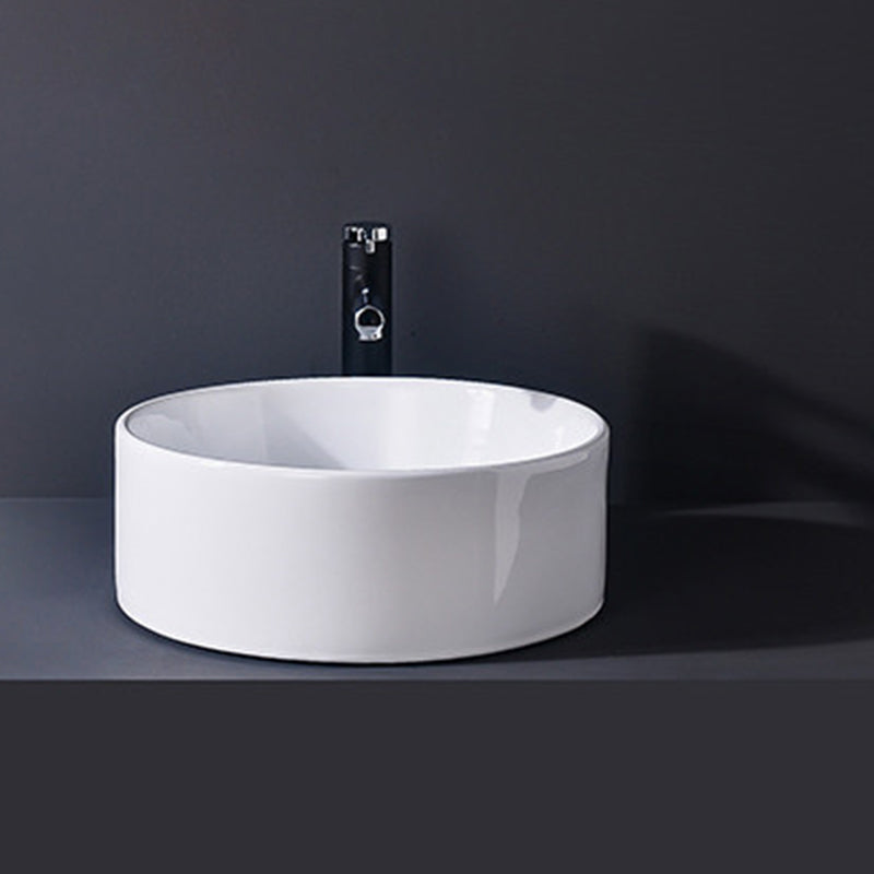 Modern Vessel Bathroom Sink Rectangular Porcelain Basin Sink (Not Include Faucet)
