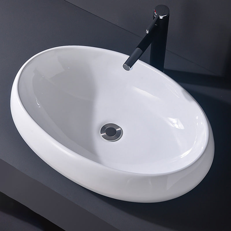 Modern Vessel Bathroom Sink Rectangular Porcelain Basin Sink (Not Include Faucet)