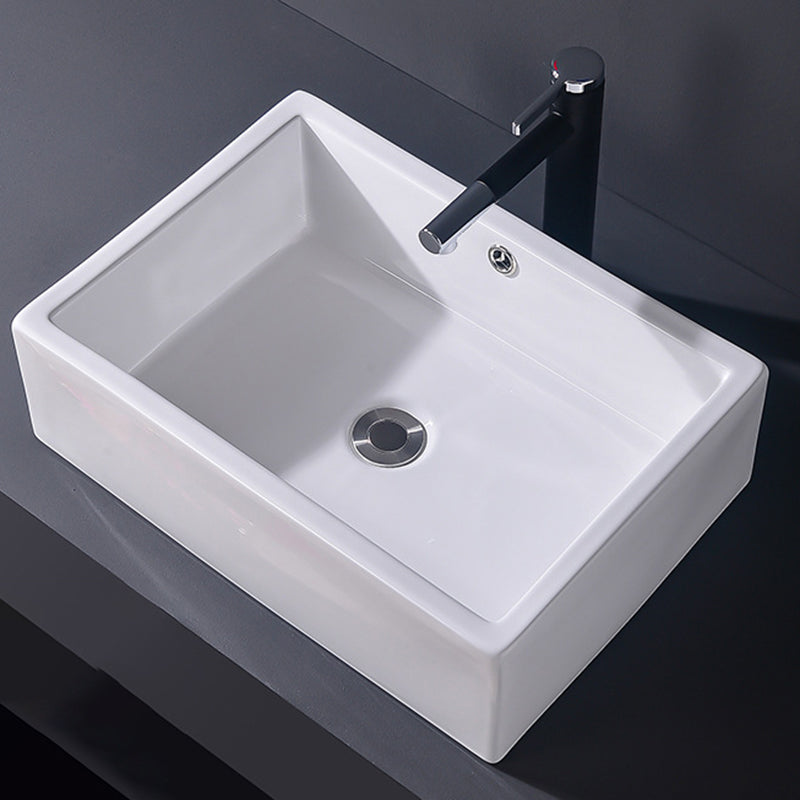 Modern Vessel Bathroom Sink Rectangular Porcelain Basin Sink (Not Include Faucet)