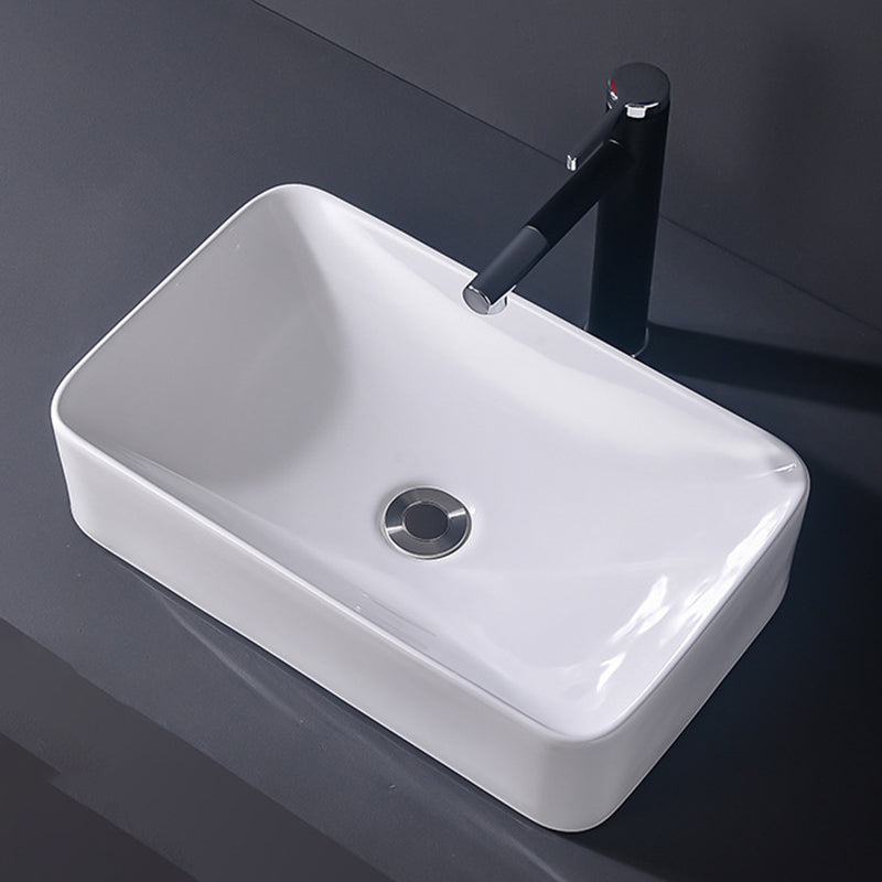 Modern Vessel Bathroom Sink Rectangular Porcelain Basin Sink (Not Include Faucet)
