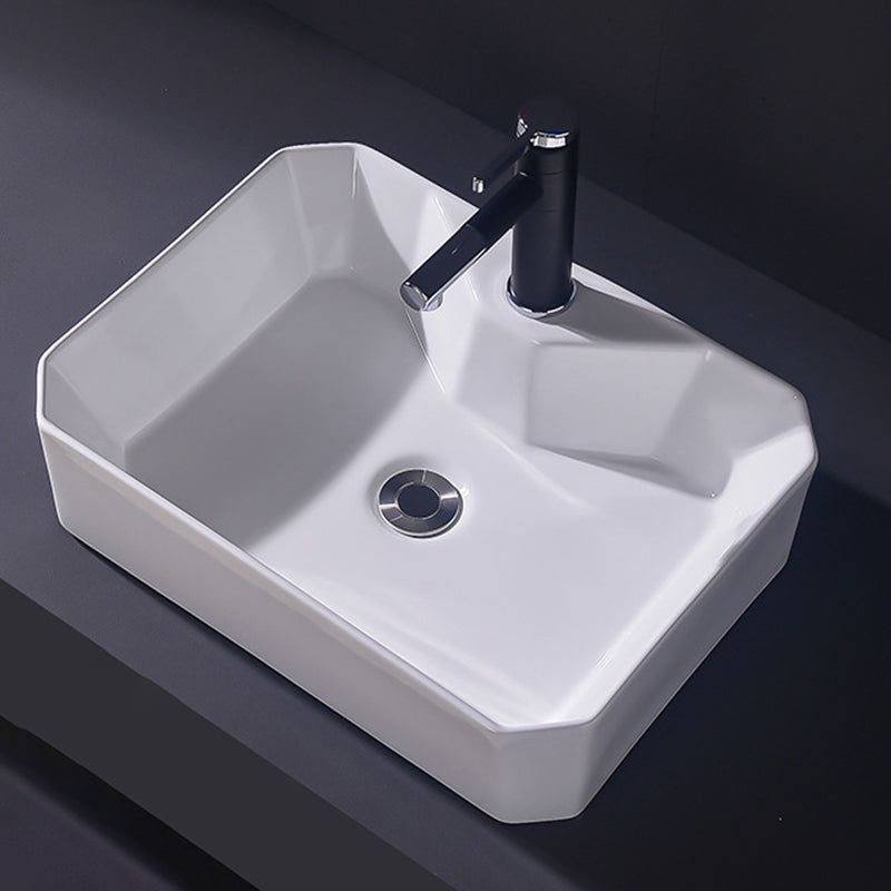 Modern Vessel Bathroom Sink Rectangular Porcelain Basin Sink (Not Include Faucet)