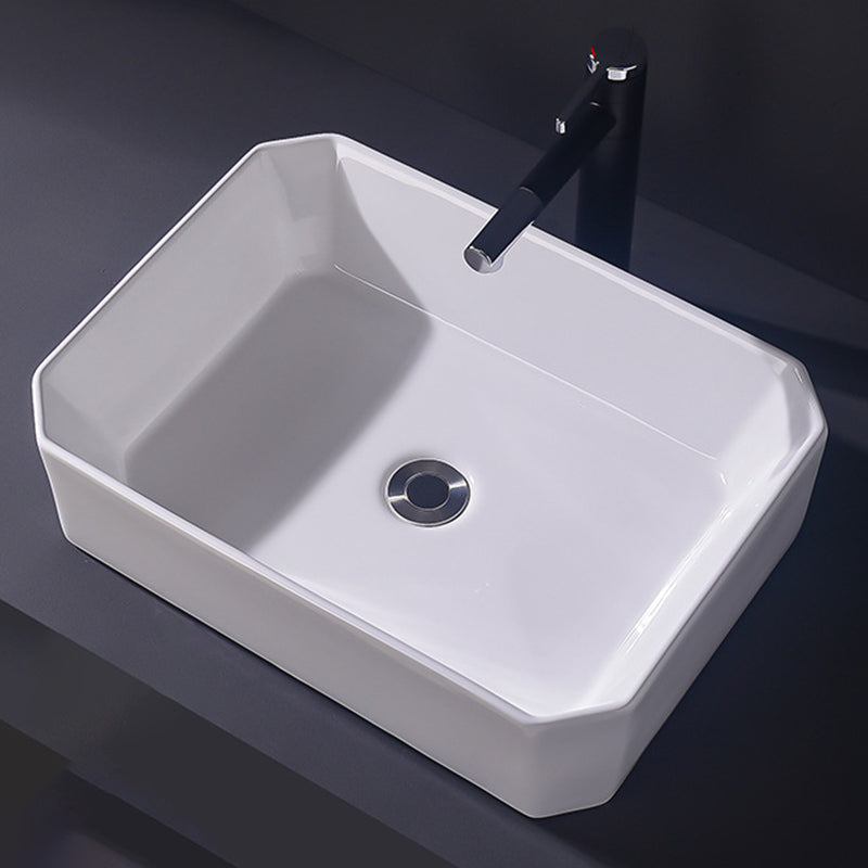 Modern Vessel Bathroom Sink Rectangular Porcelain Basin Sink (Not Include Faucet)