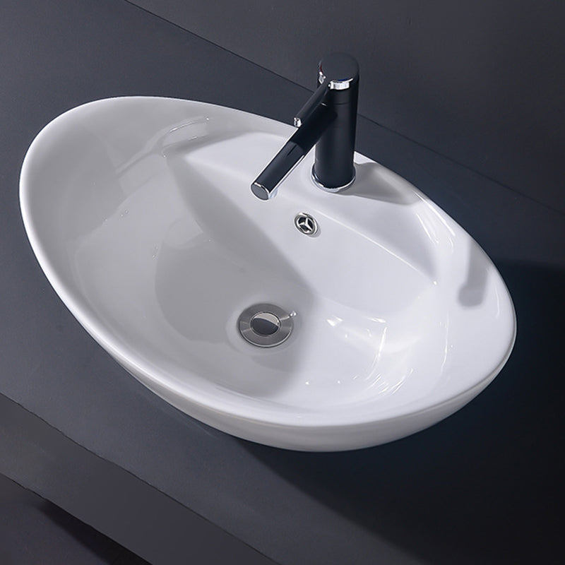 Modern Vessel Bathroom Sink Rectangular Porcelain Basin Sink (Not Include Faucet)