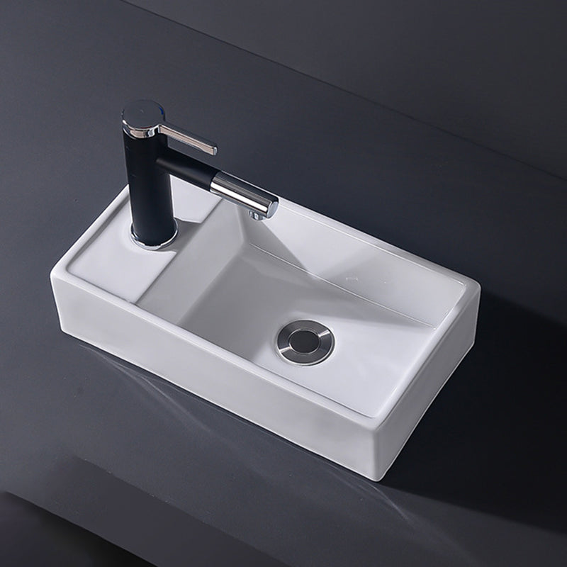 Modern Vessel Bathroom Sink Rectangular Porcelain Basin Sink (Not Include Faucet)