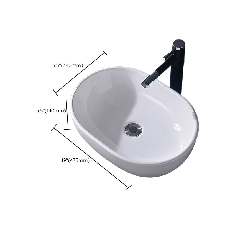 Modern Vessel Bathroom Sink Rectangular Porcelain Basin Sink (Not Include Faucet)