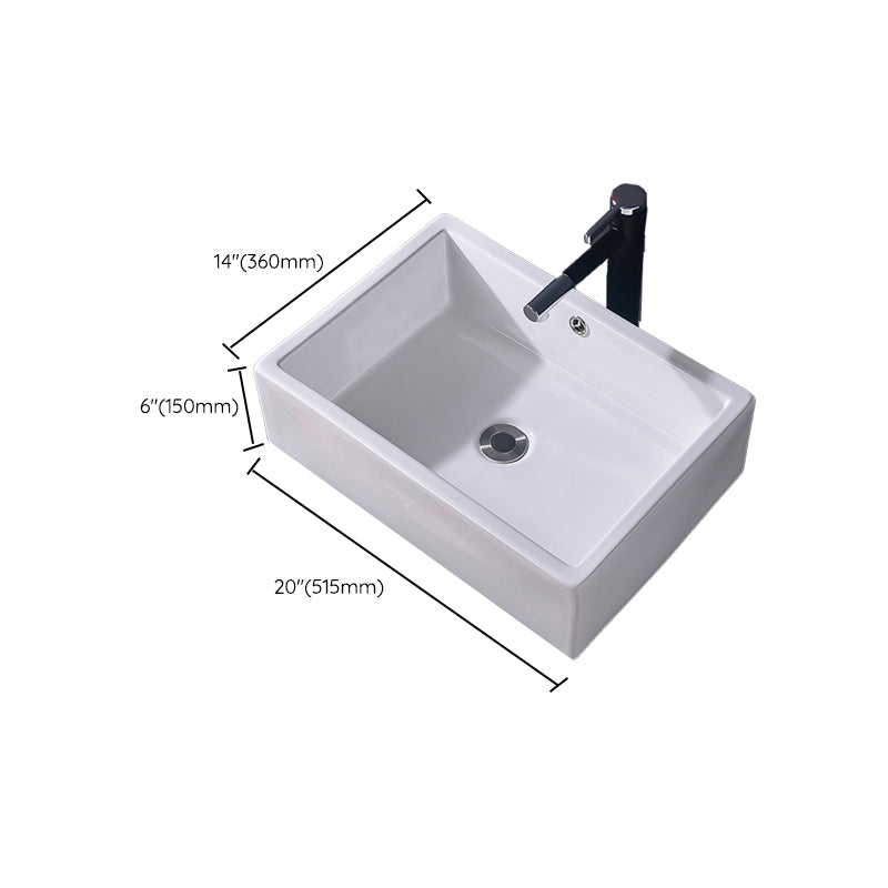Modern Vessel Bathroom Sink Rectangular Porcelain Basin Sink (Not Include Faucet)