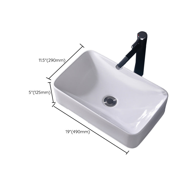 Modern Vessel Bathroom Sink Rectangular Porcelain Basin Sink (Not Include Faucet)