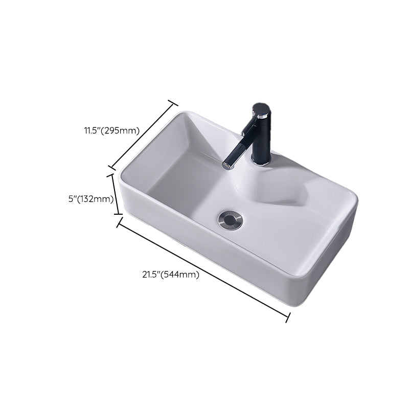 Modern Vessel Bathroom Sink Rectangular Porcelain Basin Sink (Not Include Faucet)