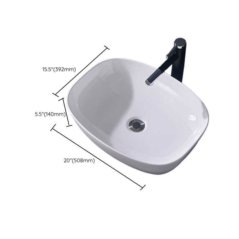 Modern Vessel Bathroom Sink Rectangular Porcelain Basin Sink (Not Include Faucet)