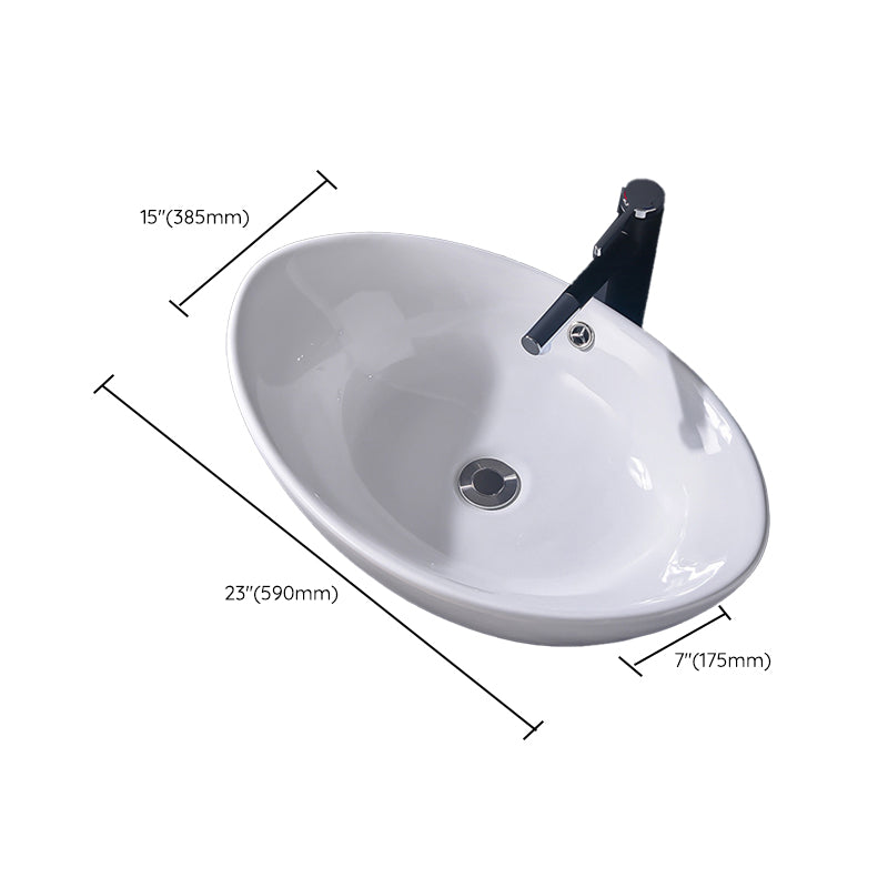 Modern Vessel Bathroom Sink Rectangular Porcelain Basin Sink (Not Include Faucet)