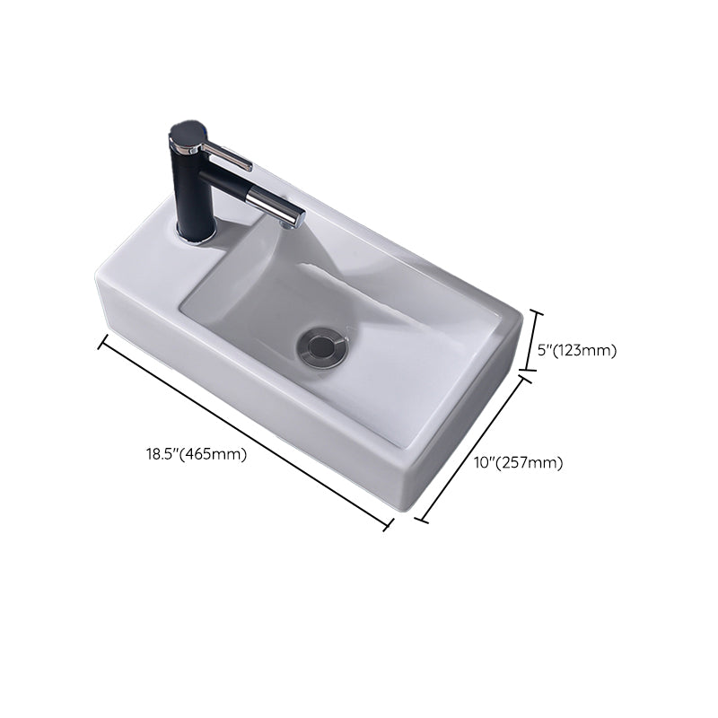 Modern Vessel Bathroom Sink Rectangular Porcelain Basin Sink (Not Include Faucet)
