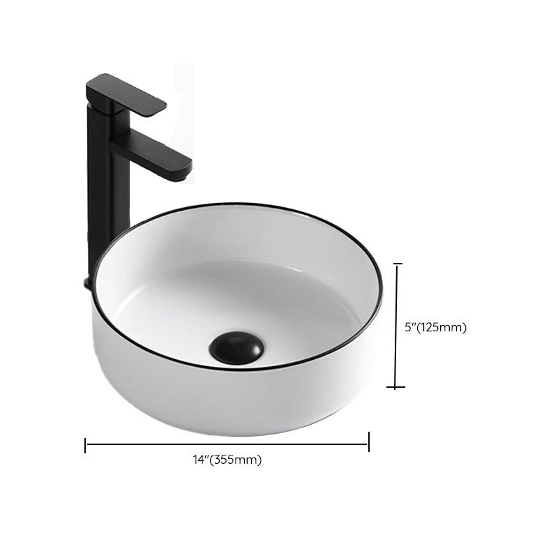 Modern Vessel Bathroom Sink Rectangular Porcelain Drain Assembly and Faucet Wash Stand