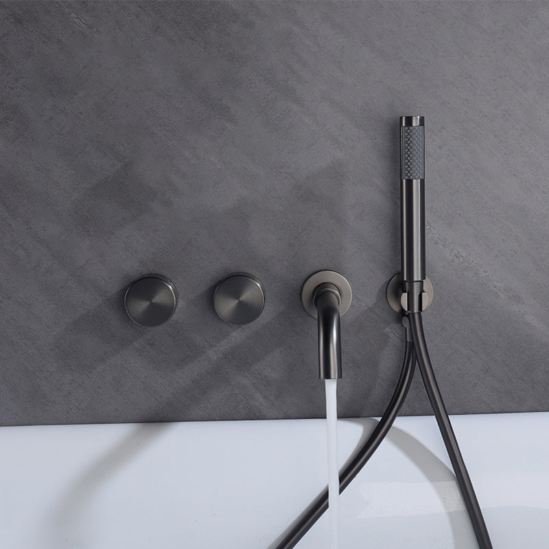 Modern Wall Mounted Metal Tub Filler Trim Low Arc Bathroom Faucet