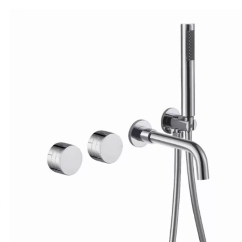 Modern Wall Mounted Metal Tub Filler Trim Low Arc Bathroom Faucet