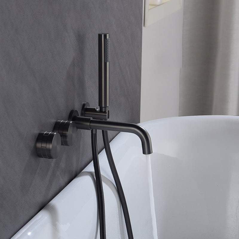 Modern Wall Mounted Metal Tub Filler Trim Low Arc Bathroom Faucet