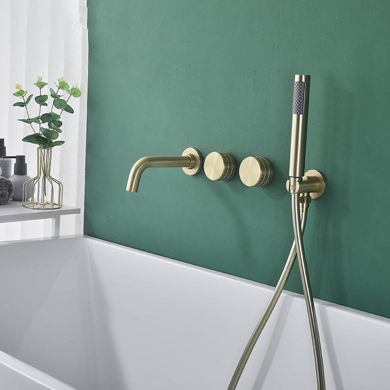 Modern Wall Mounted Metal Tub Filler Trim Low Arc Bathroom Faucet