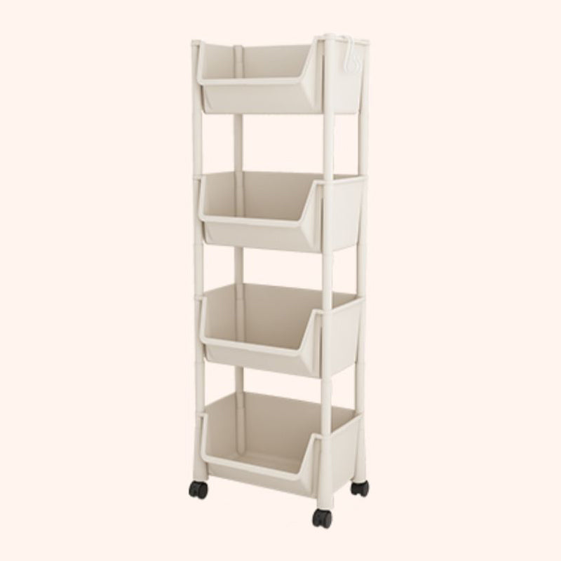 Contemporary Plastic Bookshelf White Standard Shelf Bookcase for Study Room