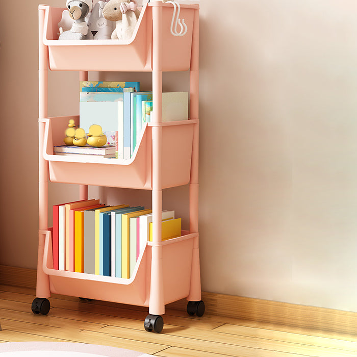 Contemporary Plastic Bookshelf White Standard Shelf Bookcase for Study Room