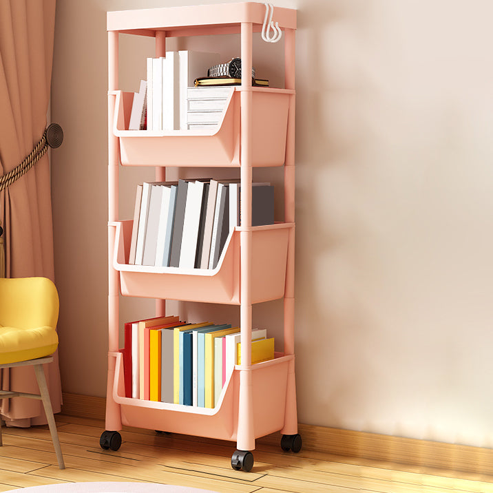 Contemporary Plastic Bookshelf White Standard Shelf Bookcase for Study Room