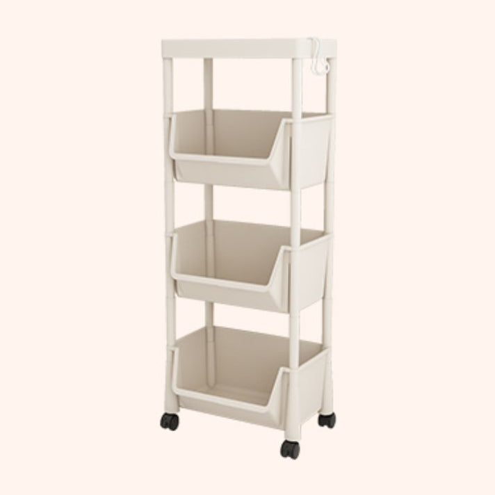 Contemporary Plastic Bookshelf White Standard Shelf Bookcase for Study Room