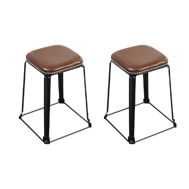 Modern Square Poof Solid Water Resistant Faux Leather Poof with Nailhead Trim