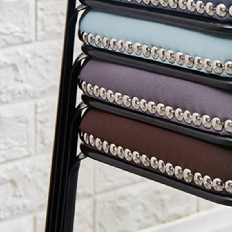 Modern Square Poof Solid Water Resistant Faux Leather Poof with Nailhead Trim