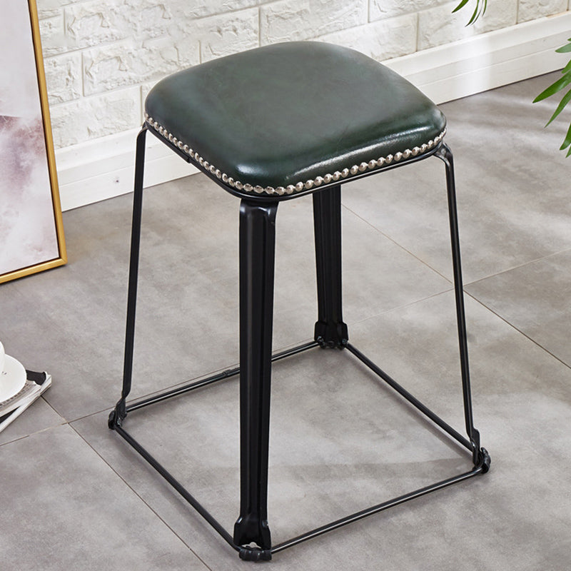 Modern Square Poof Solid Water Resistant Faux Leather Poof with Nailhead Trim