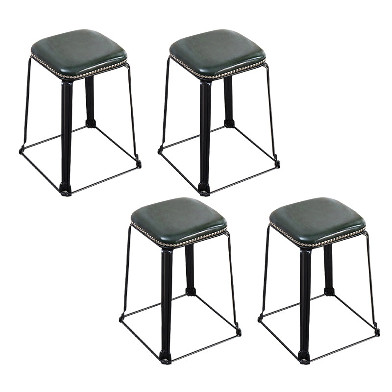 Modern Square Poof Solid Water Resistant Faux Leather Poof with Nailhead Trim