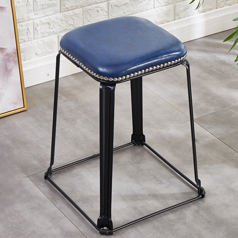 Modern Square Poof Solid Water Resistant Faux Leather Poof with Nailhead Trim