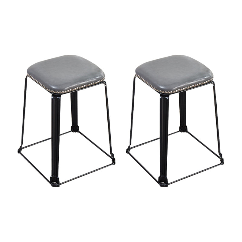 Modern Square Poof Solid Water Resistant Faux Leather Poof with Nailhead Trim