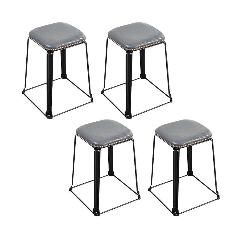 Modern Square Poof Solid Water Resistant Faux Leather Poof with Nailhead Trim