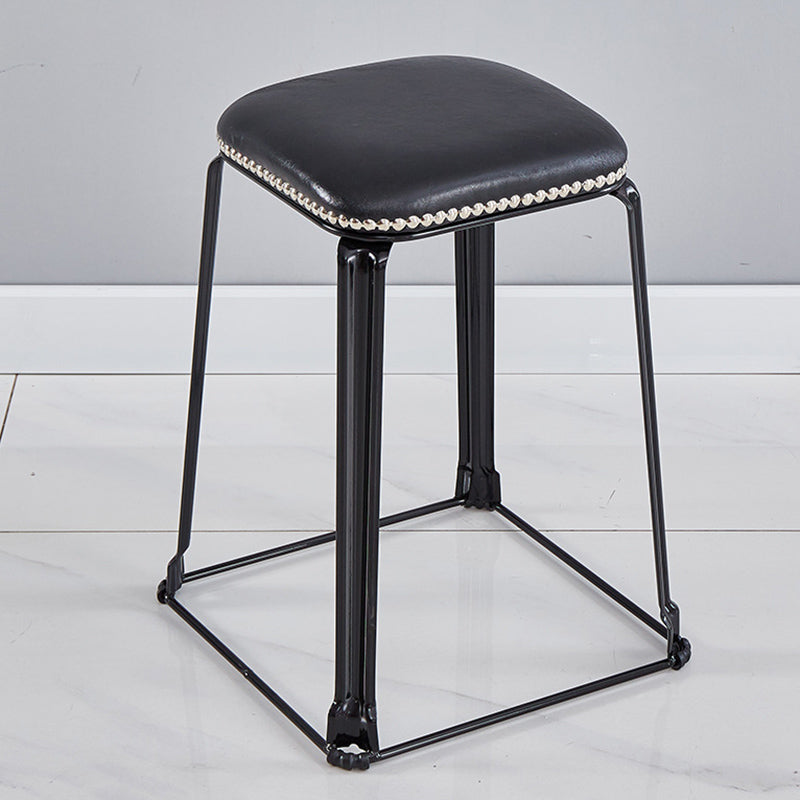 Modern Square Poof Solid Water Resistant Faux Leather Poof with Nailhead Trim