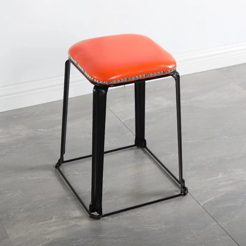 Modern Square Poof Solid Water Resistant Faux Leather Poof with Nailhead Trim