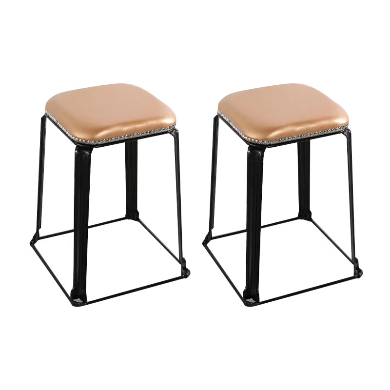 Modern Square Poof Solid Water Resistant Faux Leather Poof with Nailhead Trim