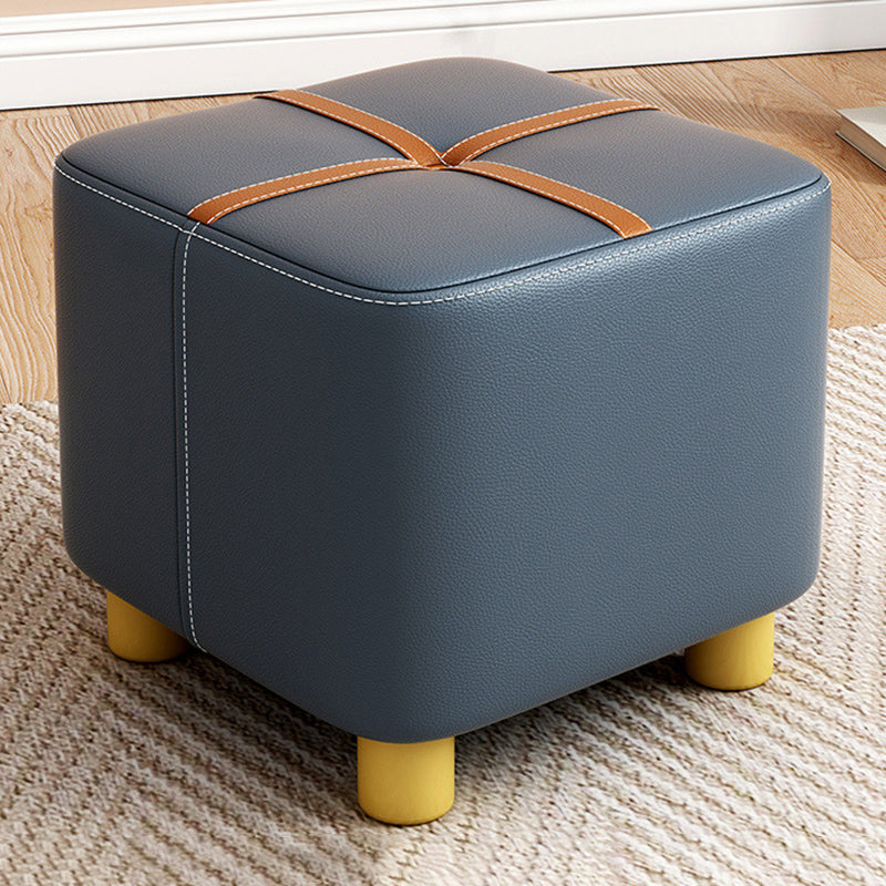 Fabric Pouf Ottoman Contrast Stripe Square Stain Resistant Modern Ottoman