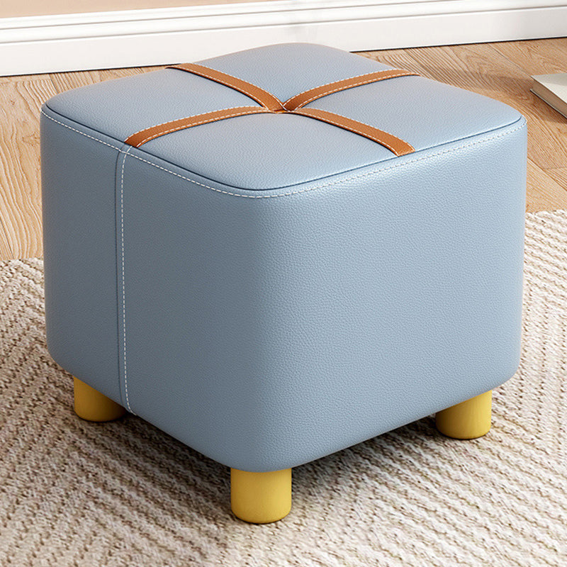 Fabric Pouf Ottoman Contrast Stripe Square Stain Resistant Modern Ottoman