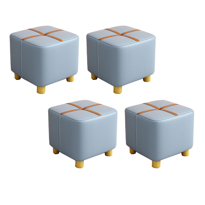 Fabric Pouf Ottoman Contrast Stripe Square Stain Resistant Modern Ottoman