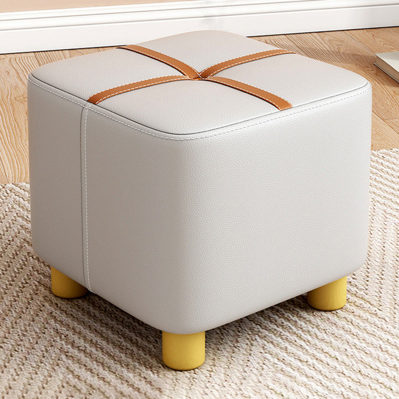 Fabric Pouf Ottoman Contrast Stripe Square Stain Resistant Modern Ottoman