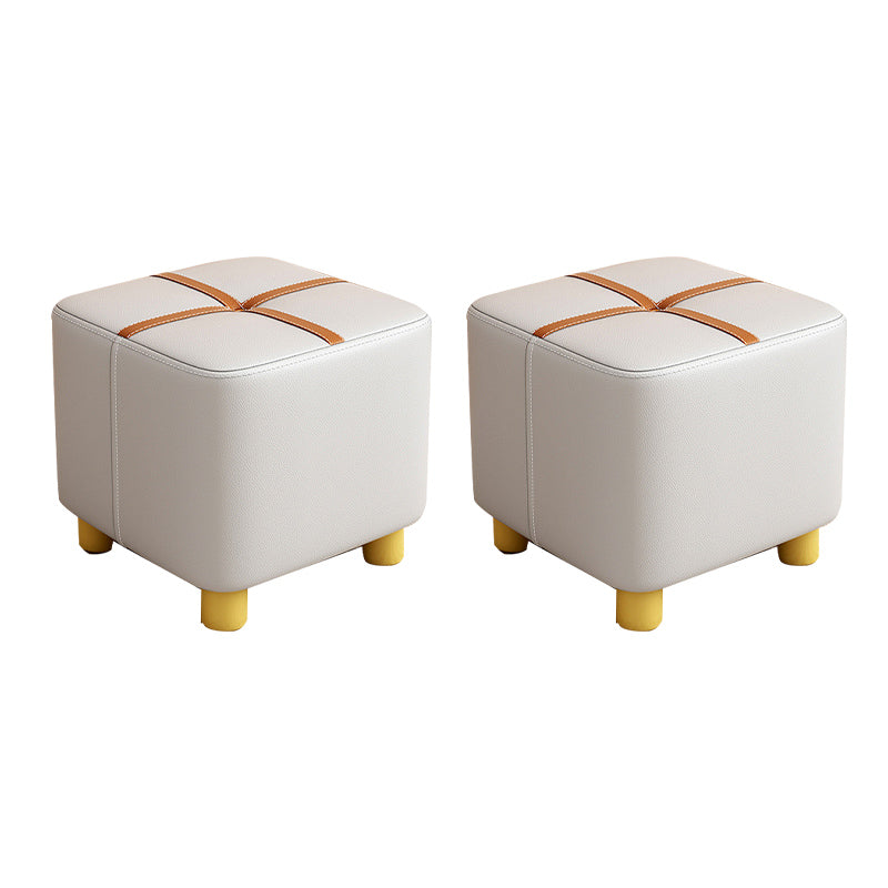 Fabric Pouf Ottoman Contrast Stripe Square Stain Resistant Modern Ottoman