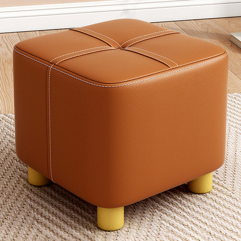 Fabric Pouf Ottoman Contrast Stripe Square Stain Resistant Modern Ottoman